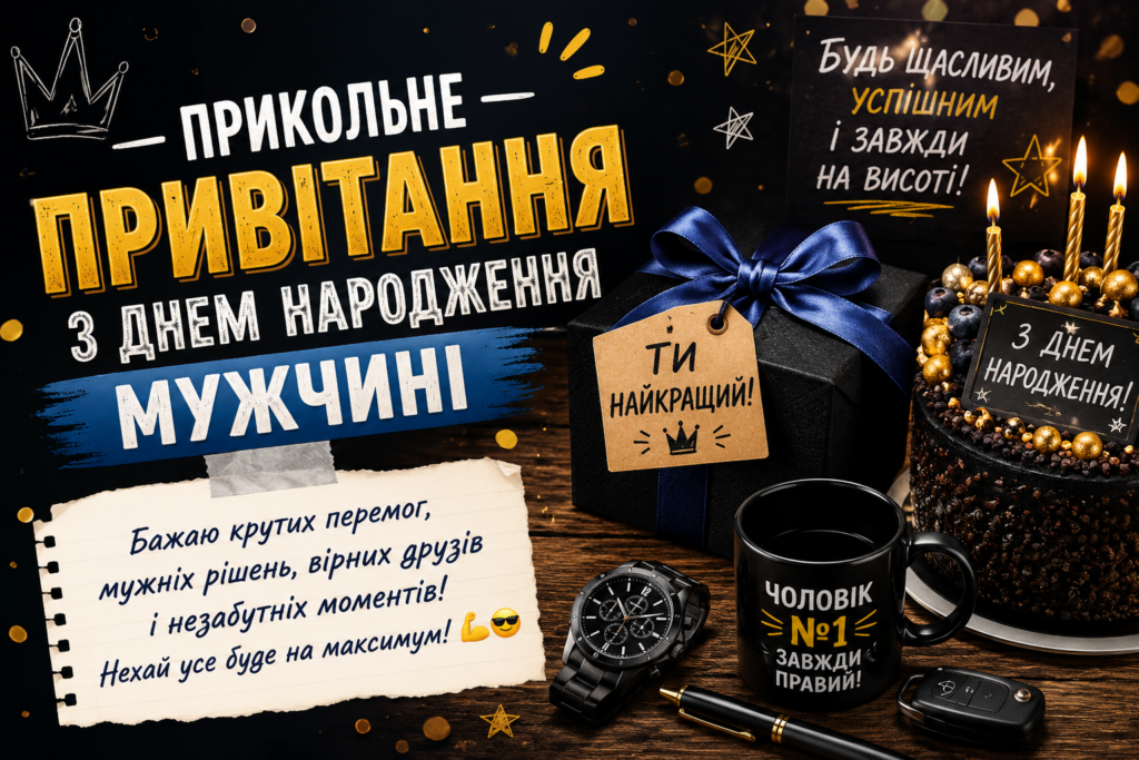 Прикольне привітання привітання з днем народження мужчині