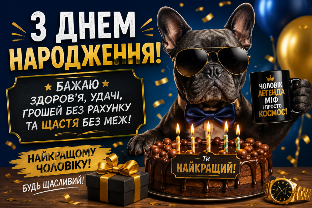 Прикольне привітання привітання з днем народження мужчині