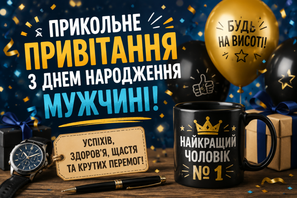 Прикольне привітання привітання з днем народження мужчині